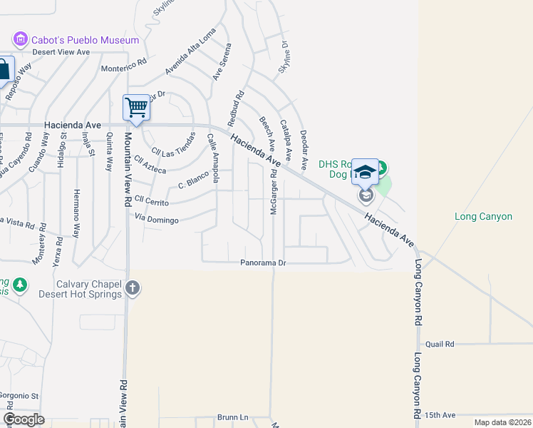 map of restaurants, bars, coffee shops, grocery stores, and more near 13840 Scenic Crest Circle in Desert Hot Springs