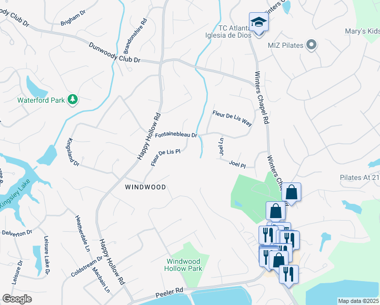 map of restaurants, bars, coffee shops, grocery stores, and more near 2683 Fleur De Lis Place in Doraville