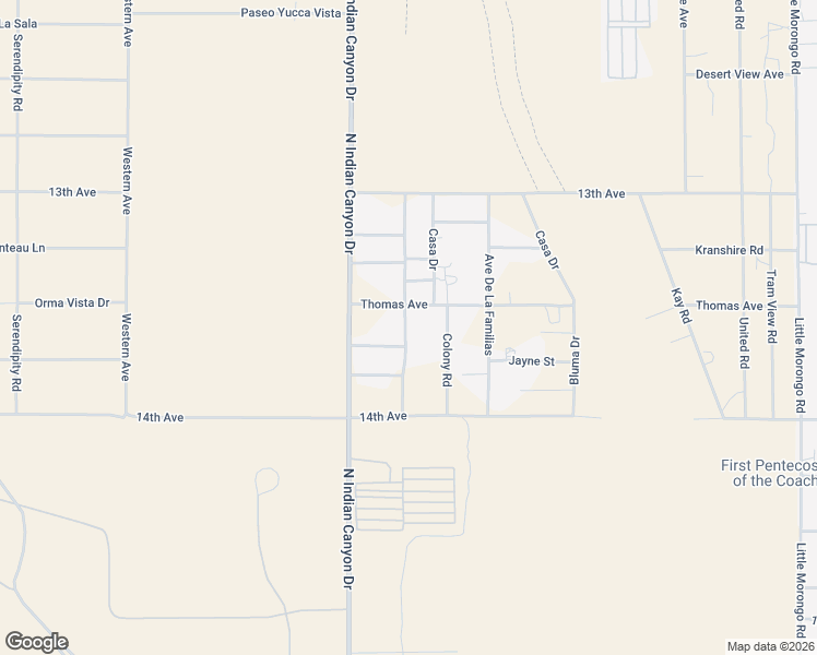 map of restaurants, bars, coffee shops, grocery stores, and more near Roberts Road in Desert Hot Springs