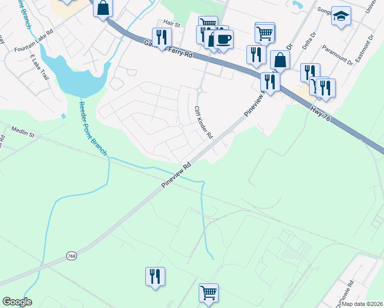 map of restaurants, bars, coffee shops, grocery stores, and more near 1828 Pineview Road in Columbia