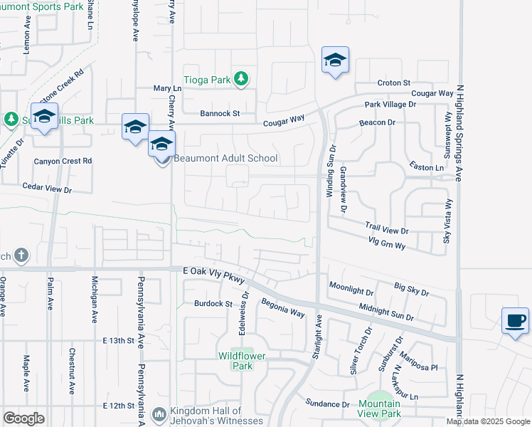 map of restaurants, bars, coffee shops, grocery stores, and more near 1414 Black Diamond in Beaumont