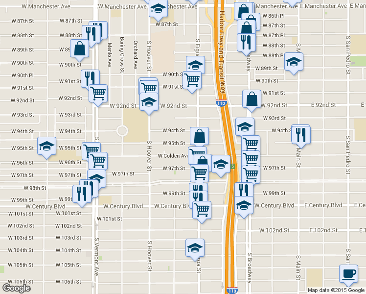 map of restaurants, bars, coffee shops, grocery stores, and more near 541 West Colden Avenue in Los Angeles