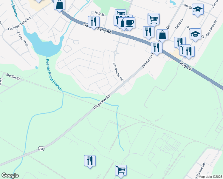 map of restaurants, bars, coffee shops, grocery stores, and more near 1828 Pineview Road in Columbia