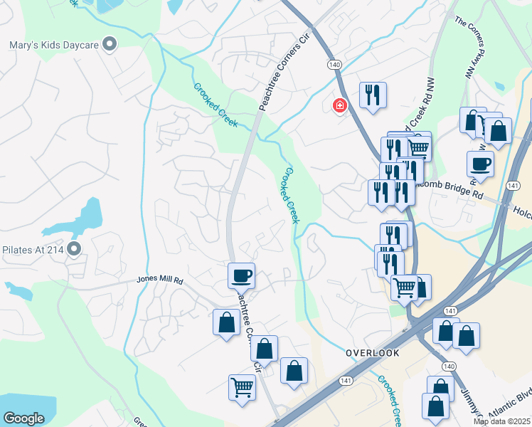 map of restaurants, bars, coffee shops, grocery stores, and more near 818 Glenleaf Drive in Norcross