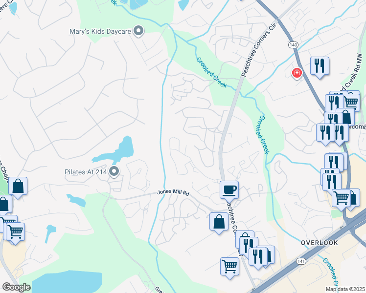 map of restaurants, bars, coffee shops, grocery stores, and more near 1014 Concepts 21 Drive in Norcross