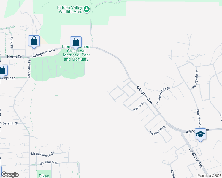map of restaurants, bars, coffee shops, grocery stores, and more near 11281 Meagan Lane in Riverside