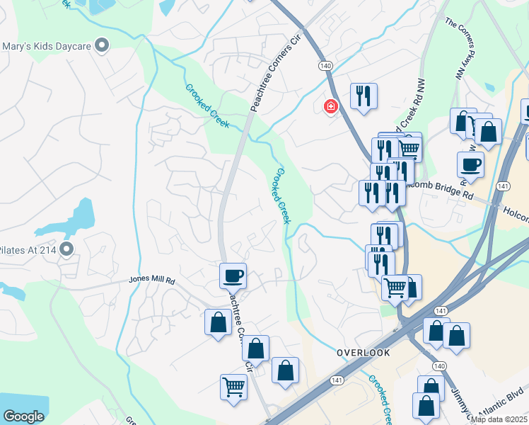map of restaurants, bars, coffee shops, grocery stores, and more near 818 Glenleaf Drive in Norcross