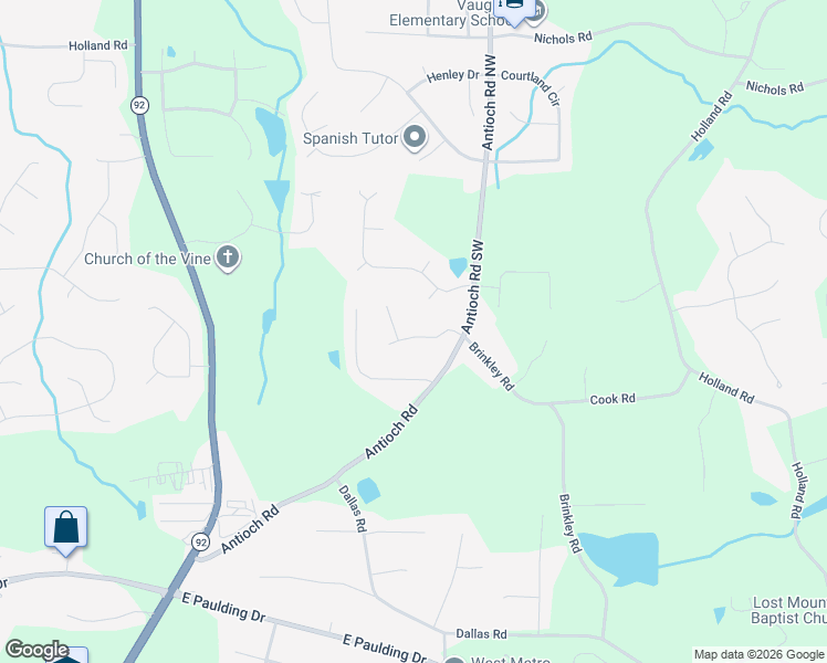 map of restaurants, bars, coffee shops, grocery stores, and more near 6022 Katie Emma Drive in Powder Springs