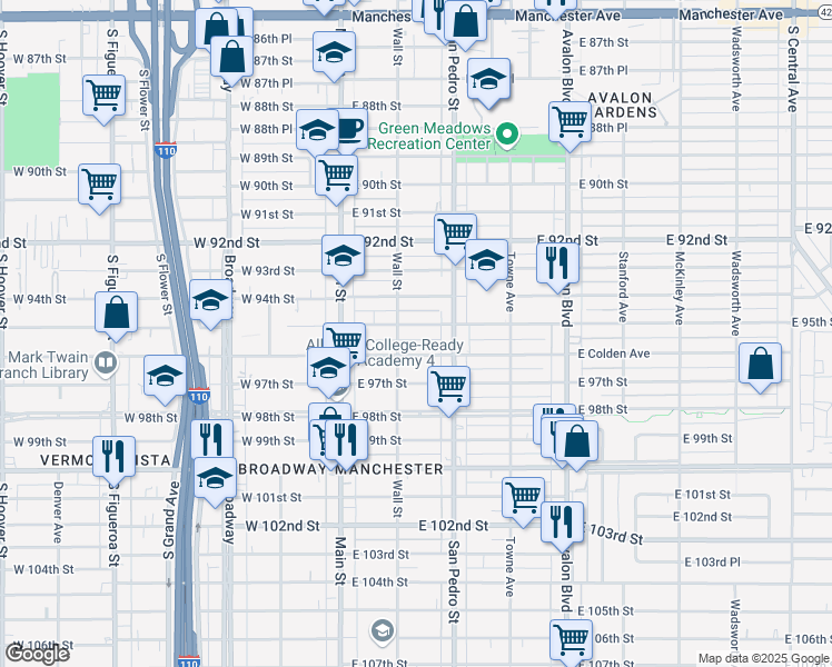 map of restaurants, bars, coffee shops, grocery stores, and more near 235 East Colden Avenue in Los Angeles