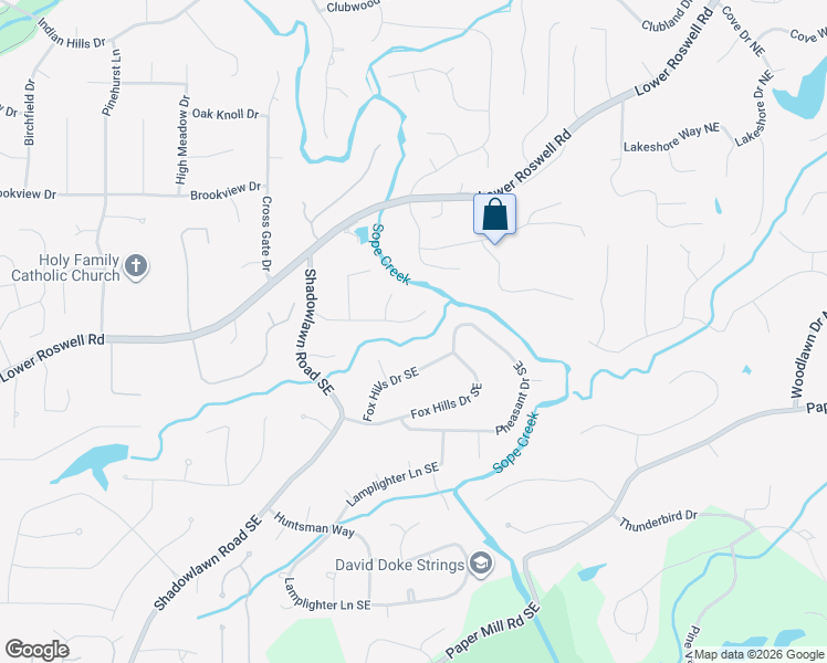 map of restaurants, bars, coffee shops, grocery stores, and more near 3774 Cherokee Place Northeast in Marietta