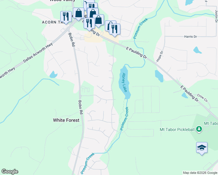 map of restaurants, bars, coffee shops, grocery stores, and more near LOT185 Riverwood Drive in Dallas