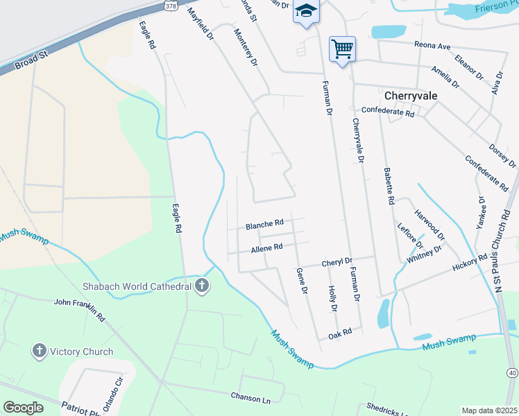 map of restaurants, bars, coffee shops, grocery stores, and more near 955 Mayfield Drive in Sumter
