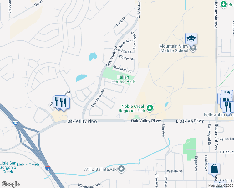 map of restaurants, bars, coffee shops, grocery stores, and more near 723 Greenwood Street in Beaumont