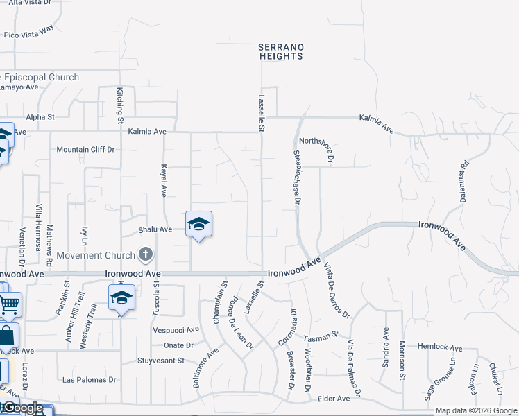 map of restaurants, bars, coffee shops, grocery stores, and more near 11749 Lasselle Street in Moreno Valley