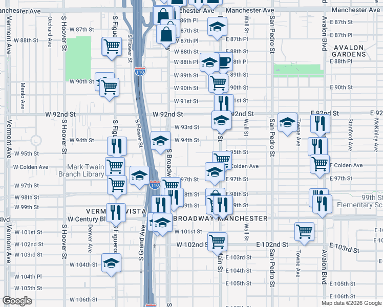 map of restaurants, bars, coffee shops, grocery stores, and more near 169 West Colden Avenue in Los Angeles