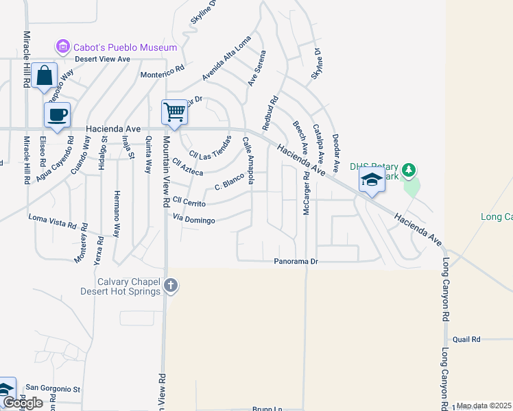 map of restaurants, bars, coffee shops, grocery stores, and more near 13554 Calle Amapola in Desert Hot Springs