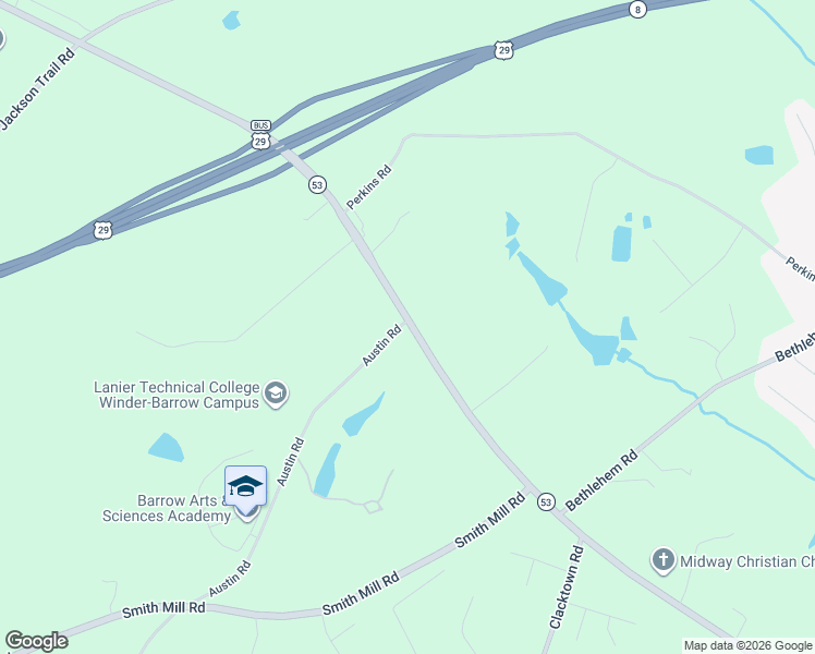 map of restaurants, bars, coffee shops, grocery stores, and more near 1272 Hog Mountain Rd in Winder