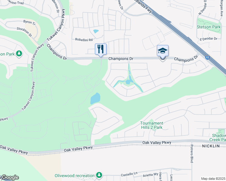 map of restaurants, bars, coffee shops, grocery stores, and more near 36235 Bay Hill Drive in Beaumont