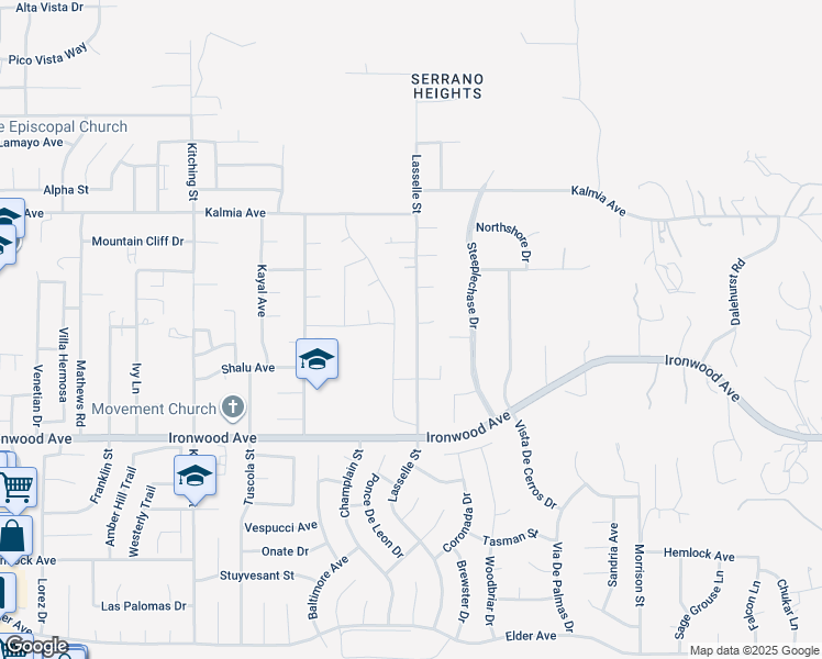 map of restaurants, bars, coffee shops, grocery stores, and more near 11721 Lasselle Street in Moreno Valley