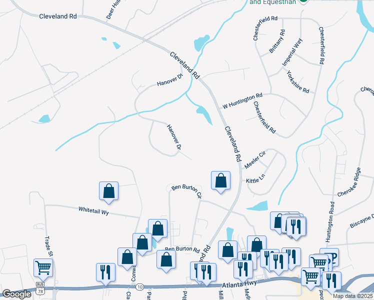 map of restaurants, bars, coffee shops, grocery stores, and more near 193 Hanover Court in Bogart