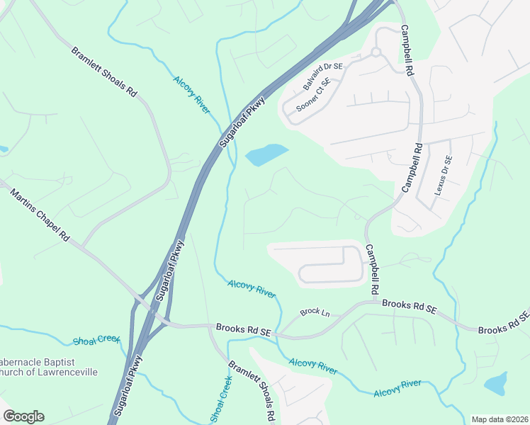 map of restaurants, bars, coffee shops, grocery stores, and more near Wilson Manor Circle Southeast in Lawrenceville