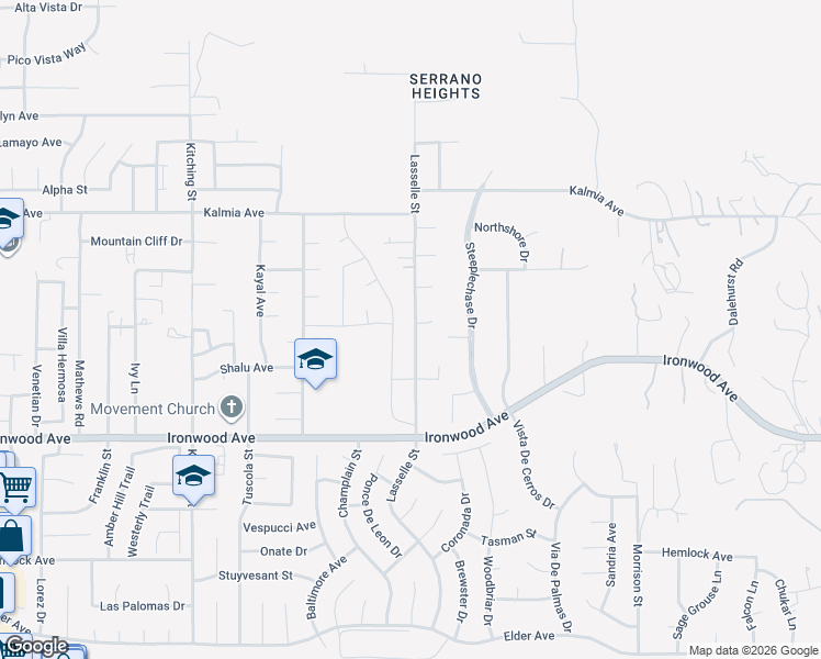 map of restaurants, bars, coffee shops, grocery stores, and more near 11735 Lasselle Street in Moreno Valley