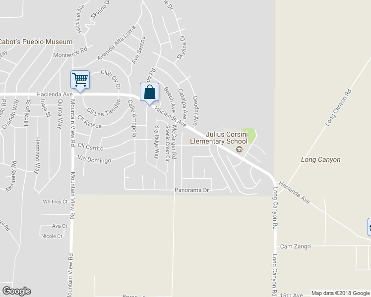 map of restaurants, bars, coffee shops, grocery stores, and more near 13402 Mountain Top Drive in Desert Hot Springs