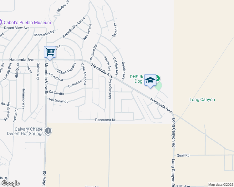 map of restaurants, bars, coffee shops, grocery stores, and more near 13365 Mountain Top Court in Desert Hot Springs