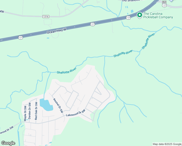 map of restaurants, bars, coffee shops, grocery stores, and more near 4955 Peregrine Dr SW in Shallotte