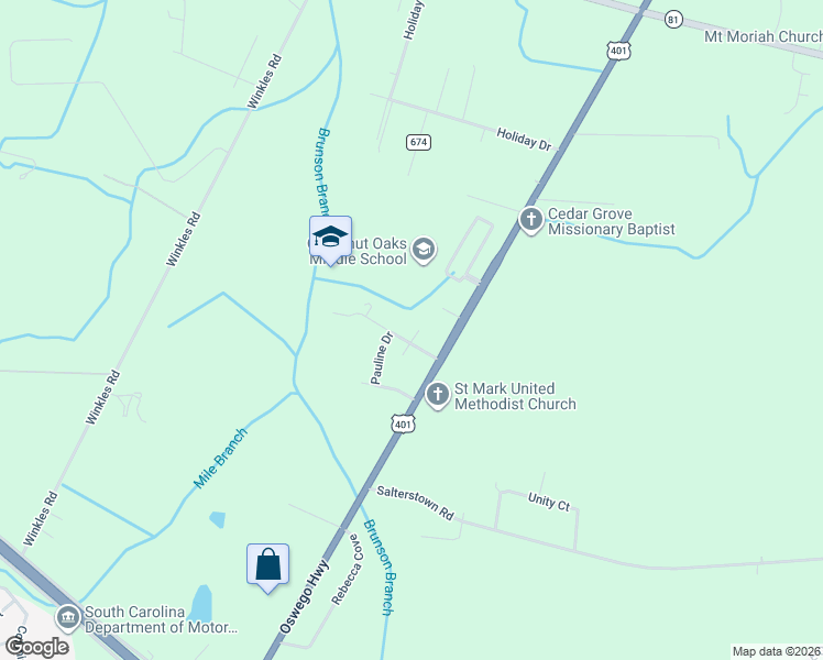 map of restaurants, bars, coffee shops, grocery stores, and more near 1134 Oswego Highway in Sumter