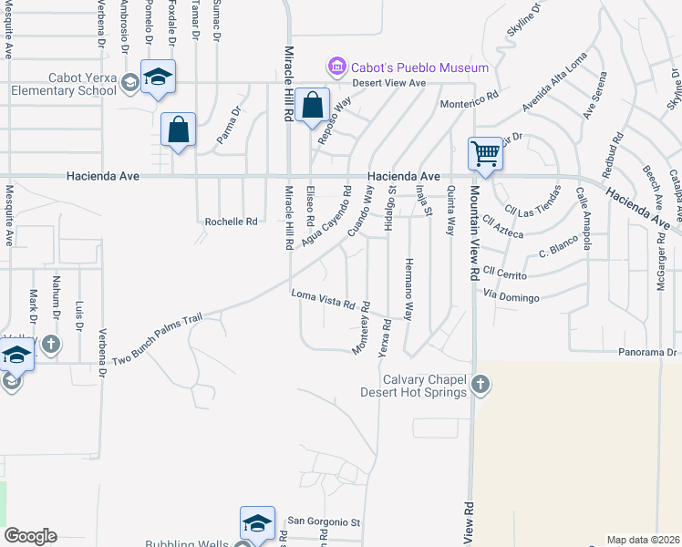 map of restaurants, bars, coffee shops, grocery stores, and more near 13545 Cielo Azul Way in Desert Hot Springs