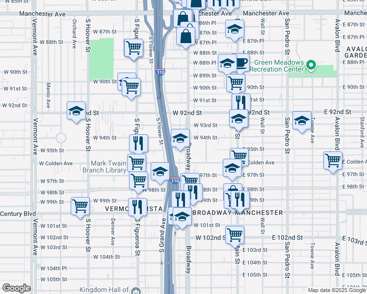 map of restaurants, bars, coffee shops, grocery stores, and more near in Los Angeles