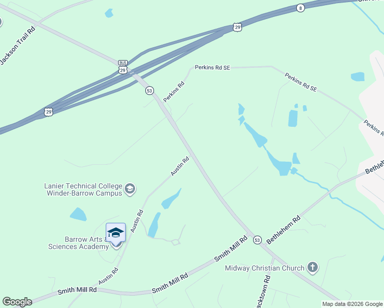 map of restaurants, bars, coffee shops, grocery stores, and more near 1194-1206 Hog Mountain Rd in Winder