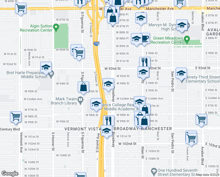 map of restaurants, bars, coffee shops, grocery stores, and more near in Los Angeles