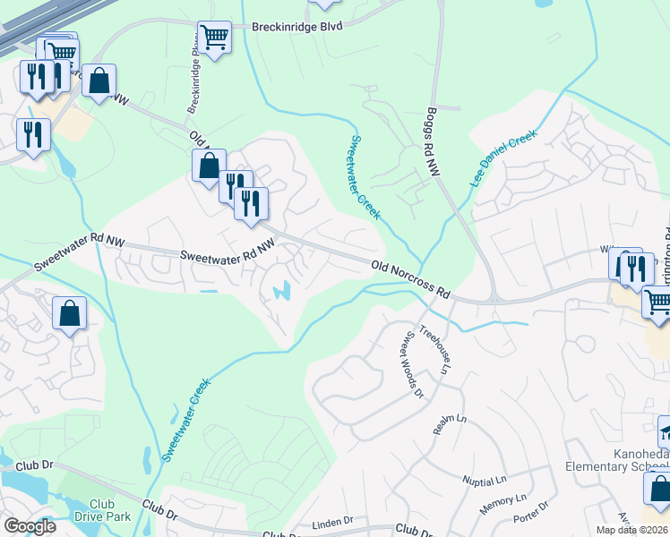 map of restaurants, bars, coffee shops, grocery stores, and more near in Gwinnett County