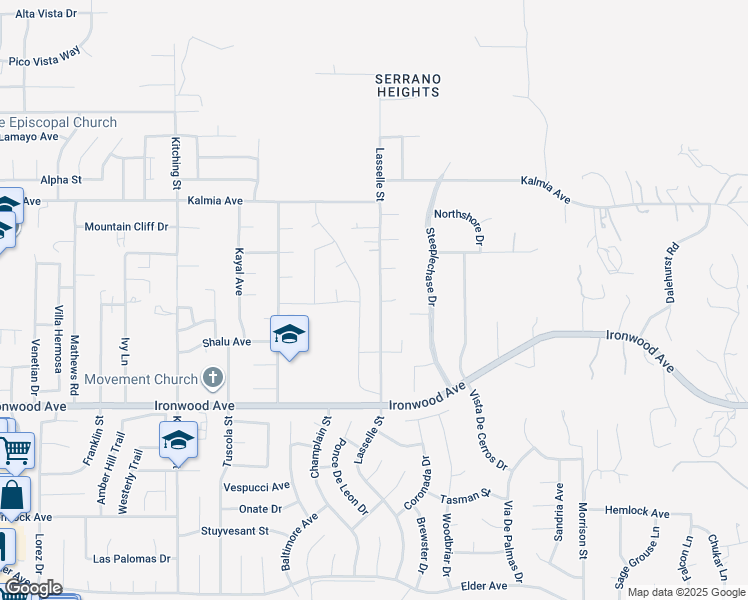 map of restaurants, bars, coffee shops, grocery stores, and more near 11721 Lasselle Street in Moreno Valley