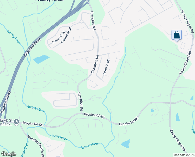 map of restaurants, bars, coffee shops, grocery stores, and more near 1277 Misty Valley Court Southeast in Lawrenceville