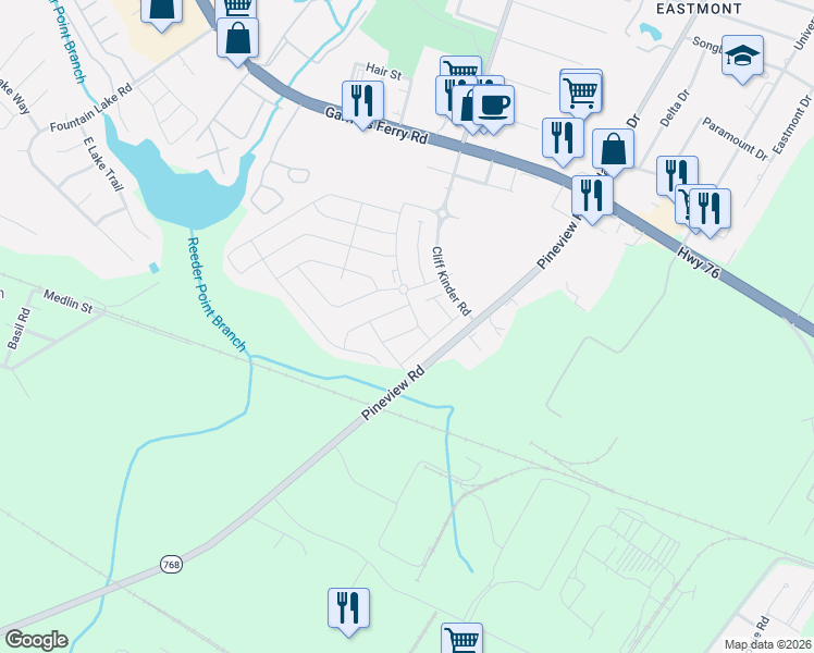 map of restaurants, bars, coffee shops, grocery stores, and more near 103 Jersey Lane in Columbia