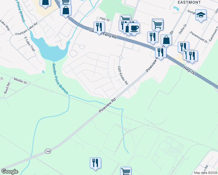 map of restaurants, bars, coffee shops, grocery stores, and more near 103 Jersey Lane in Columbia
