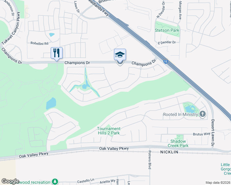 map of restaurants, bars, coffee shops, grocery stores, and more near 36527 Bay Hill Drive in Beaumont