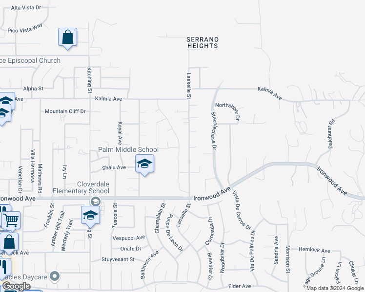 map of restaurants, bars, coffee shops, grocery stores, and more near 11684 Rockingham Street in Moreno Valley