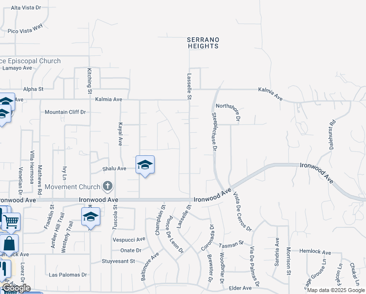 map of restaurants, bars, coffee shops, grocery stores, and more near 11684 Rockingham Street in Moreno Valley