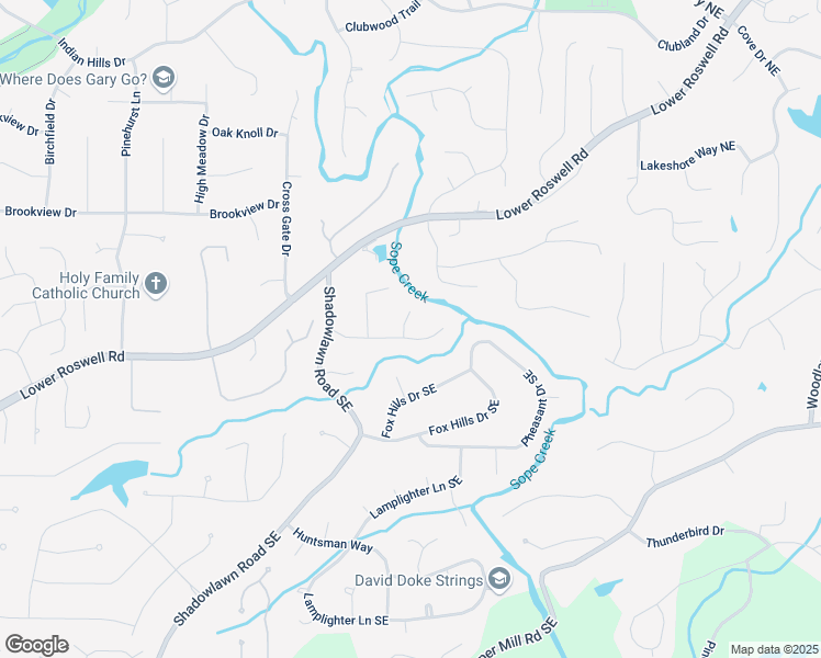 map of restaurants, bars, coffee shops, grocery stores, and more near 3751 Cherokee Place Northeast in Marietta