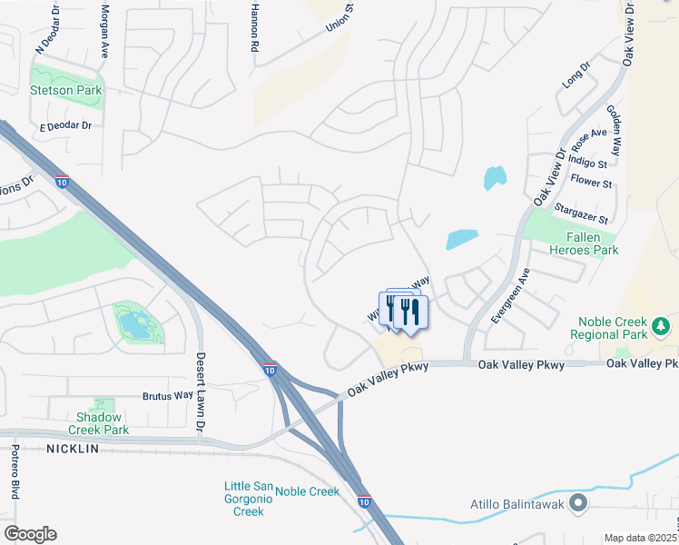 map of restaurants, bars, coffee shops, grocery stores, and more near 971 Gleneagles Road in Beaumont