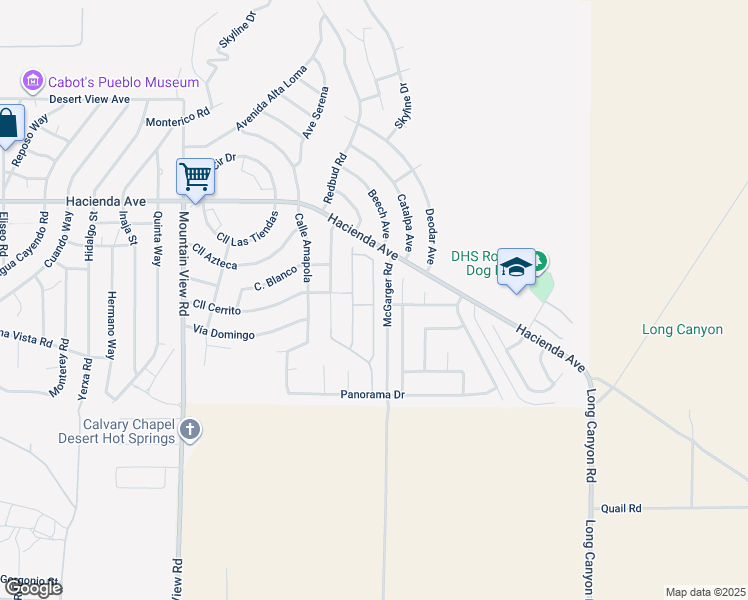 map of restaurants, bars, coffee shops, grocery stores, and more near 13852 Scenic Crest Circle in Desert Hot Springs