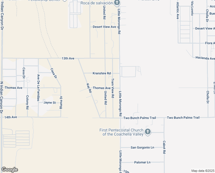 map of restaurants, bars, coffee shops, grocery stores, and more near United Road in Desert Hot Springs