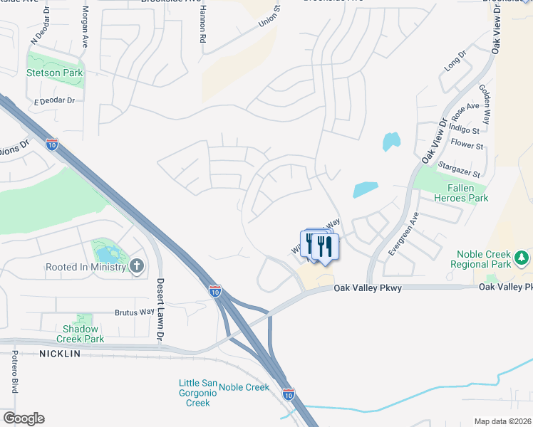 map of restaurants, bars, coffee shops, grocery stores, and more near 971 Gleneagles Road in Beaumont