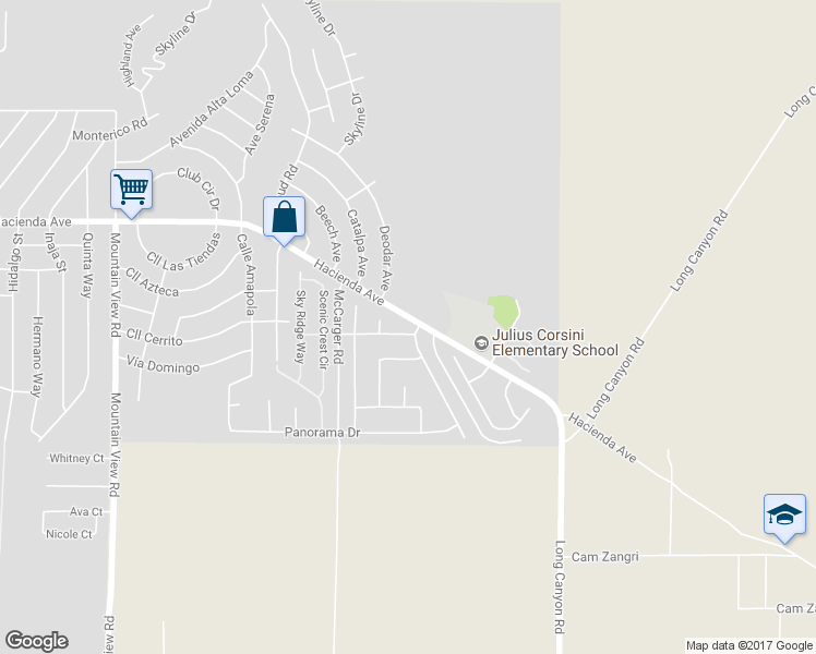 map of restaurants, bars, coffee shops, grocery stores, and more near 68792 Ridge Crest Way in Desert Hot Springs