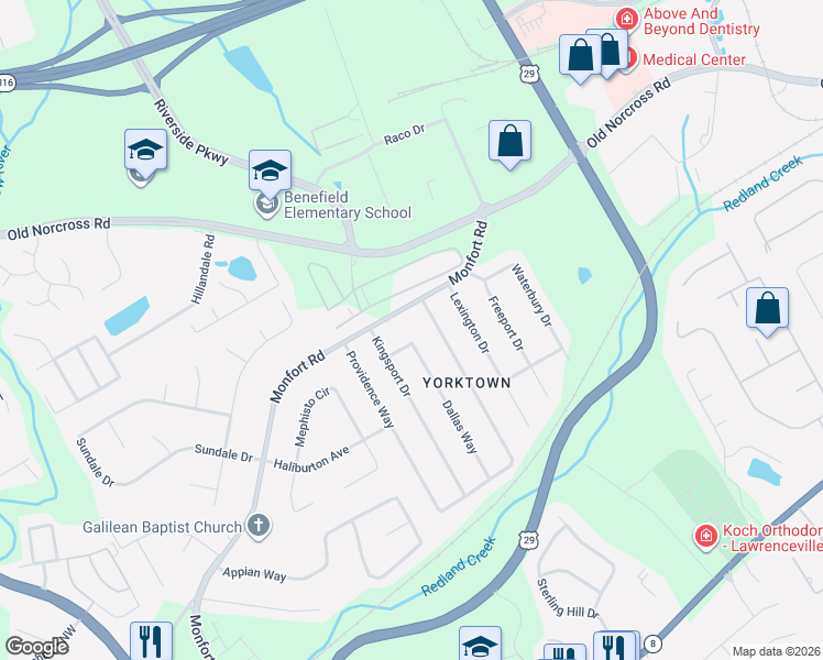 map of restaurants, bars, coffee shops, grocery stores, and more near 1109 Dallas Way in Lawrenceville