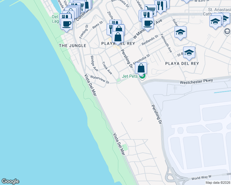 map of restaurants, bars, coffee shops, grocery stores, and more near 242 Napoleon Street in Los Angeles